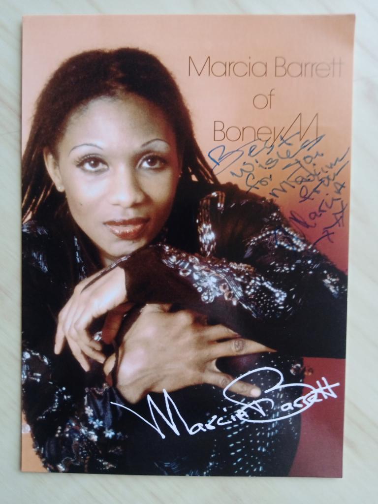 Оригинальный автограф Марсия Баррэтт (экс-солистка группы Boney M. (Бони М.) 3