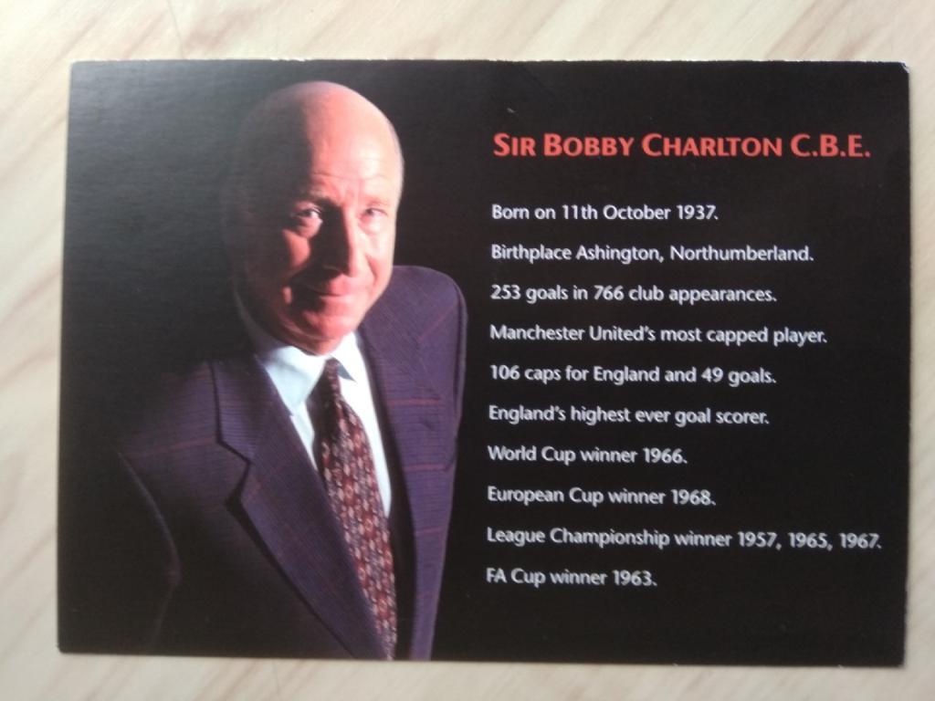 Официальная клубная карточка Бобби Чарльтон (ФК Манчестер Юнайтед) 1