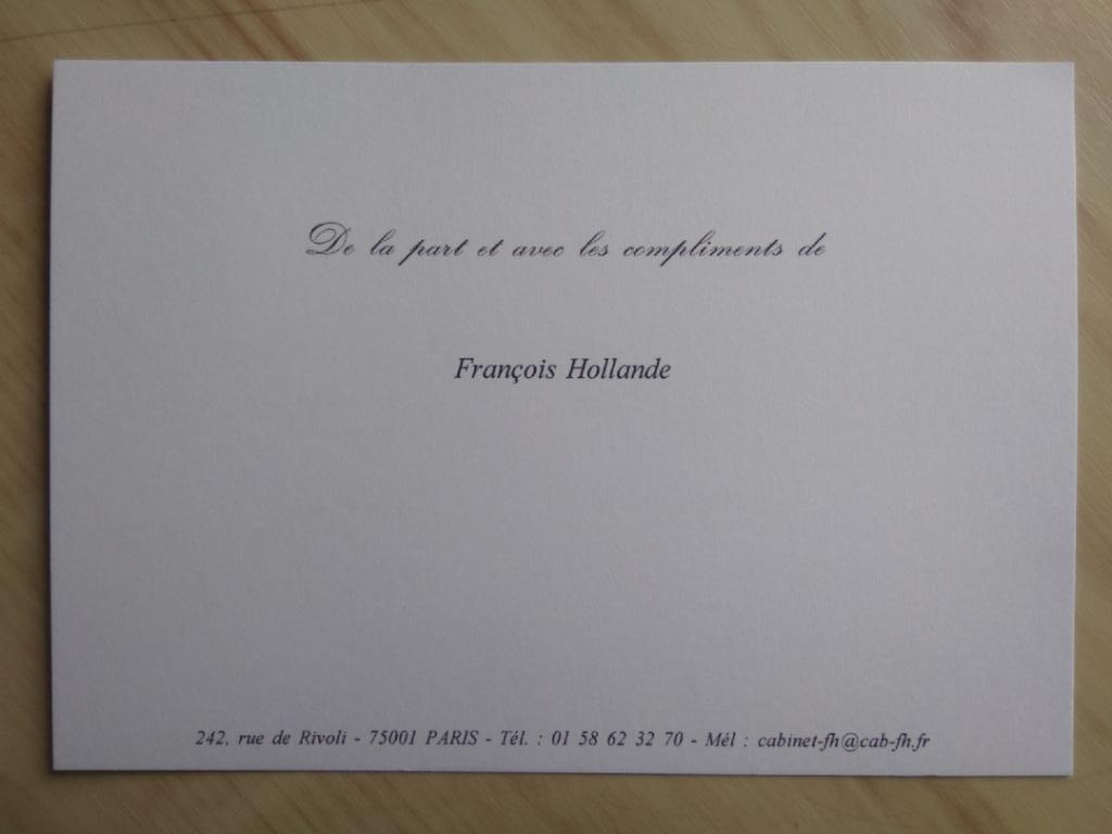 Автограф Франсуа Олланд + визитная карточка Франсуа Олланд 1
