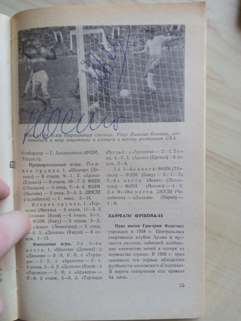 Футбольный календарь 1969 г с автографами Э. СТРЕЛЬЦОВА, Логофета, Силагадзе,т.д 4