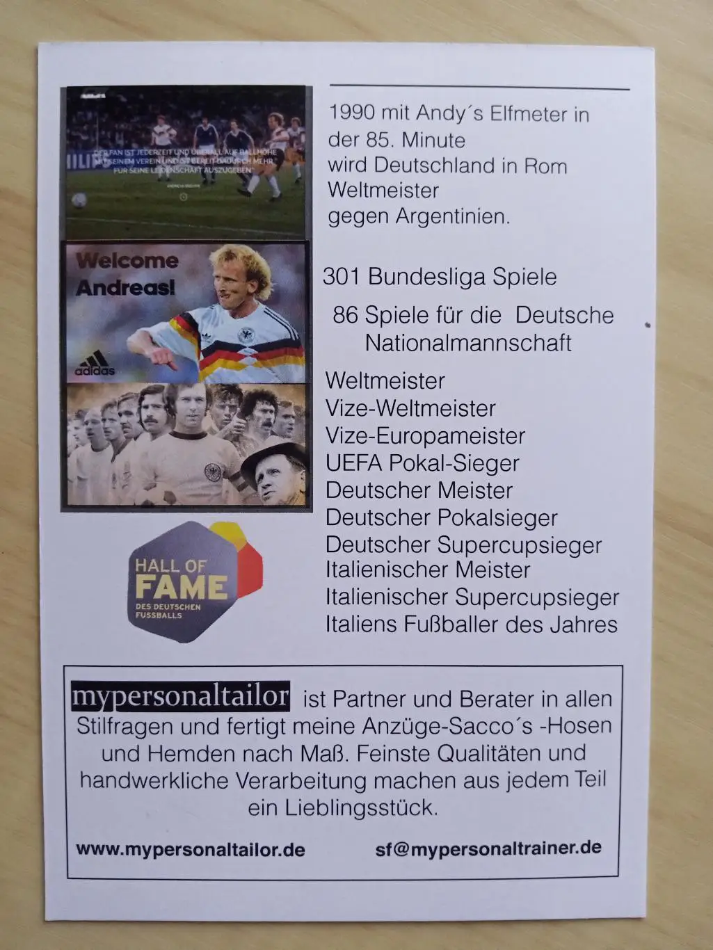 Автограф Андреас Бреме 1