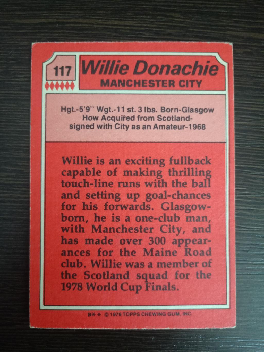 Карточка Topps Willie Donachie (1979 г.) 1