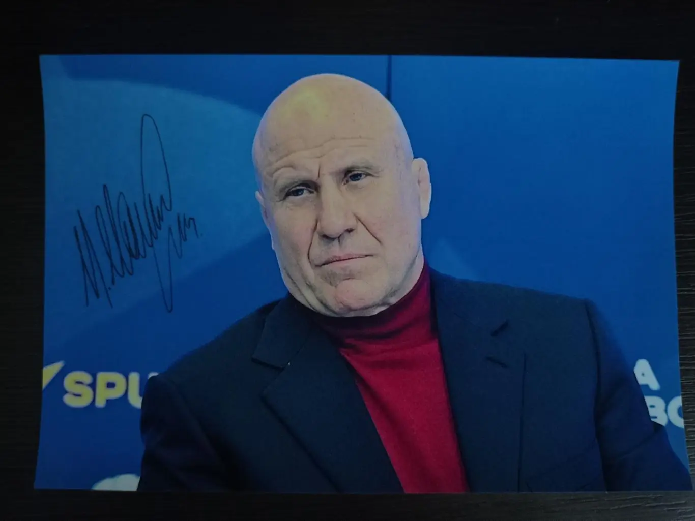 Автограф Михаила Мамиашвили (советский борец) с обеих сторон фотографии