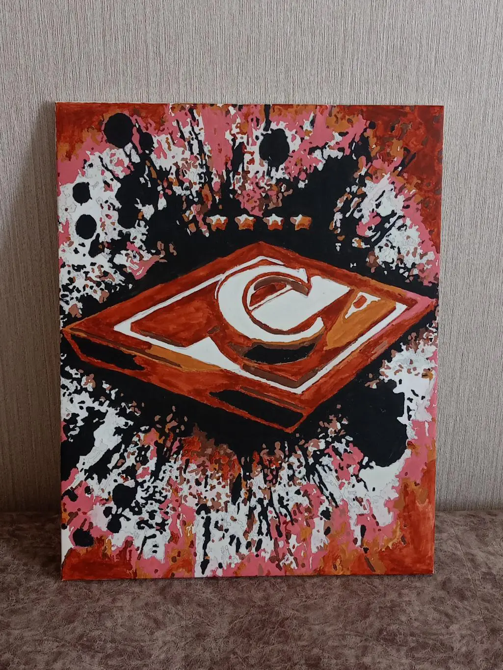 Рукописная картина ФК Спартак Москва на холсте 40 на 50 см