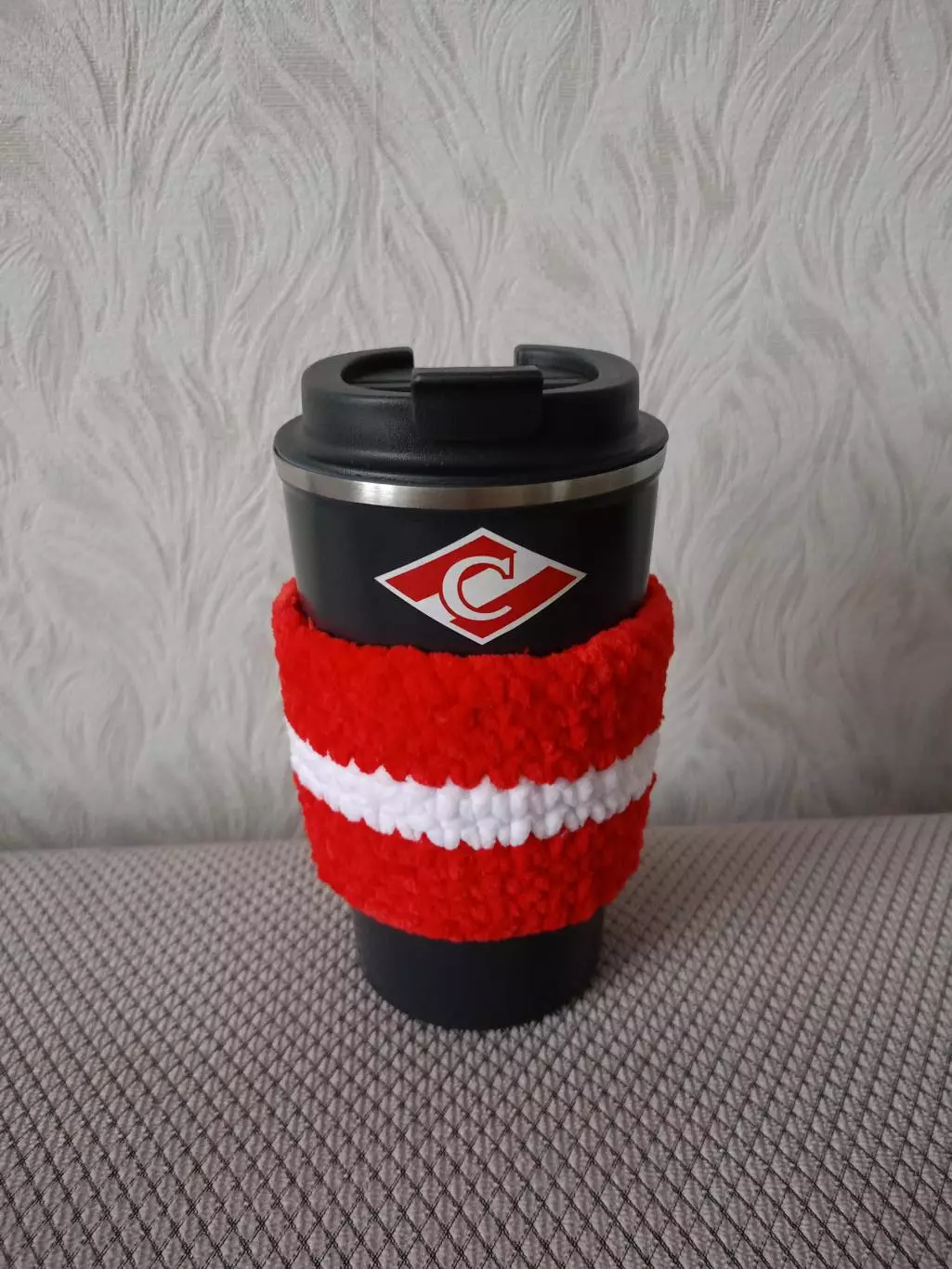 Термокружка с вязаным чехлом Спартак Москва