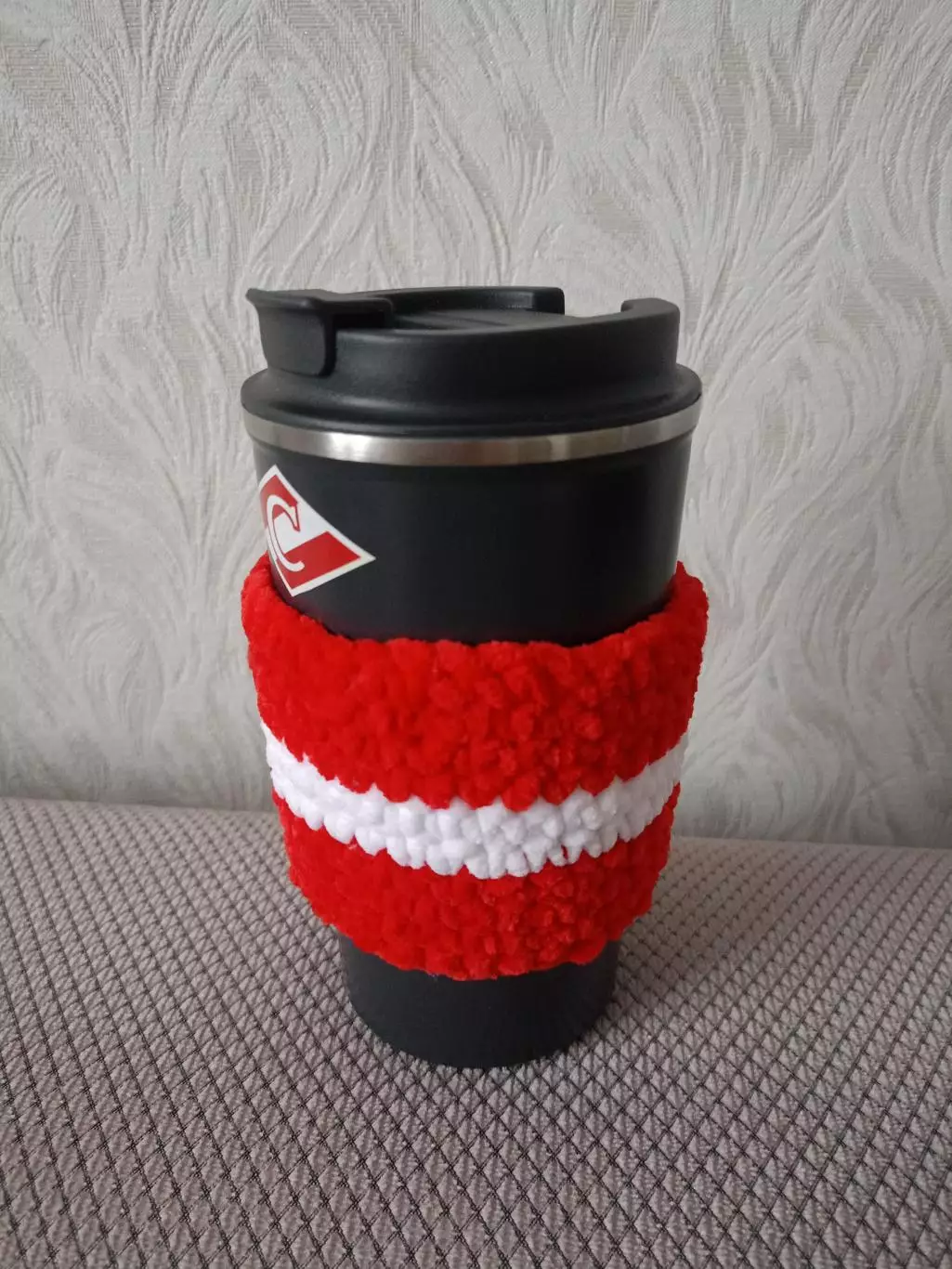 Термокружка с вязаным чехлом Спартак Москва 1