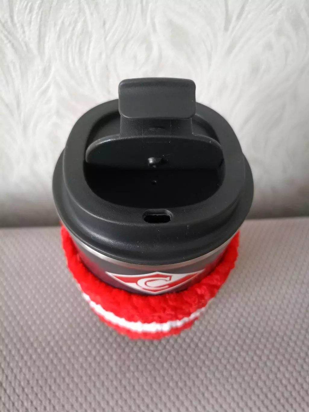 Термокружка с вязаным чехлом Спартак Москва 2