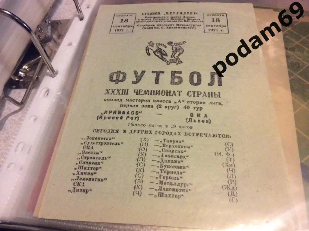 Кривбасс Кривой Рог-СКА Львов 1971