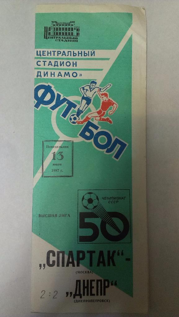 Спартак (Москва) - Днепр - 1987 + бонус - статья с отчетом об игре