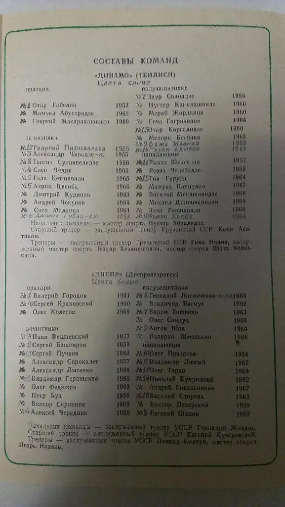 Днепр - Динамо (Тбилиси) - 1987 + бонус - статья с отчетом об игре 1