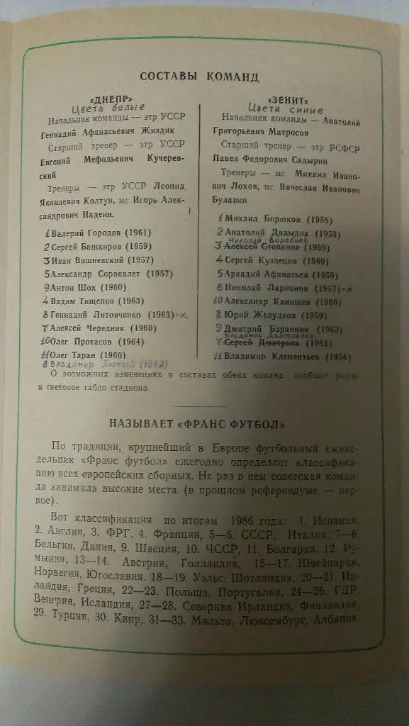 Днепр - Зенит (Ленинград) - 1987 1