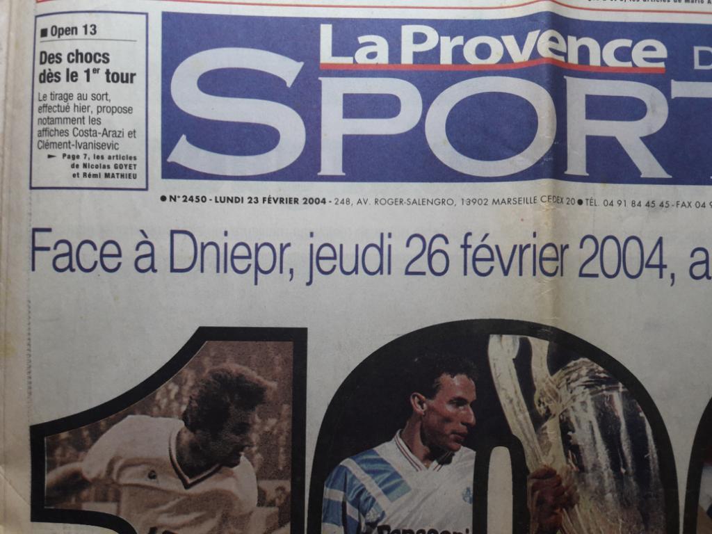 Газета La Provence des Sports Марсель (Франция) - Днепр (Днепропетровск) 2013 1