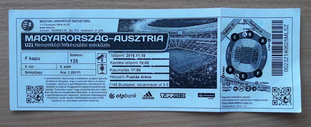Билет Венгрия U21 - Австрия U21 18.11.2019