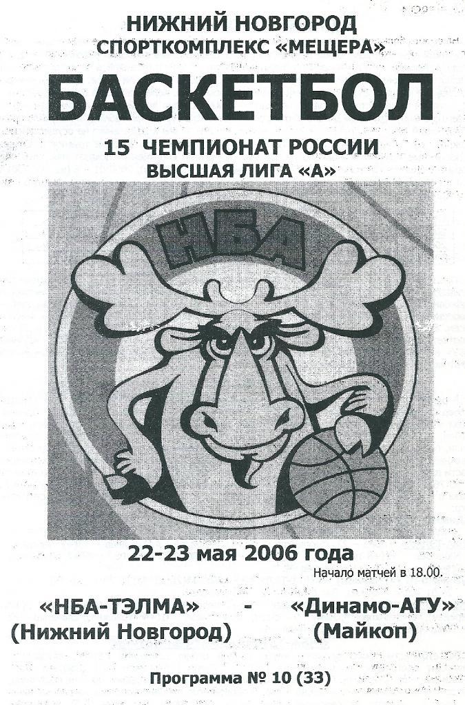 НБА - ТЭЛМА Нижний Новгород - Динамо - АГУ Майкоп 2005/2006