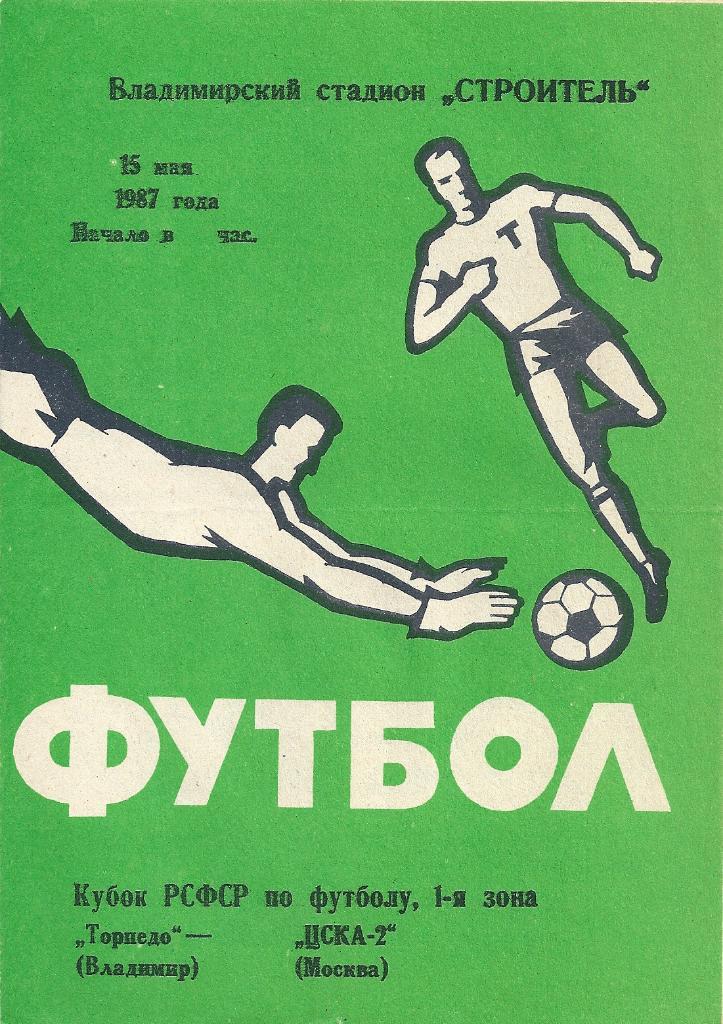 Торпедо Владимир - ЦСКА-2 Москва 1987 год кубок РСФСР