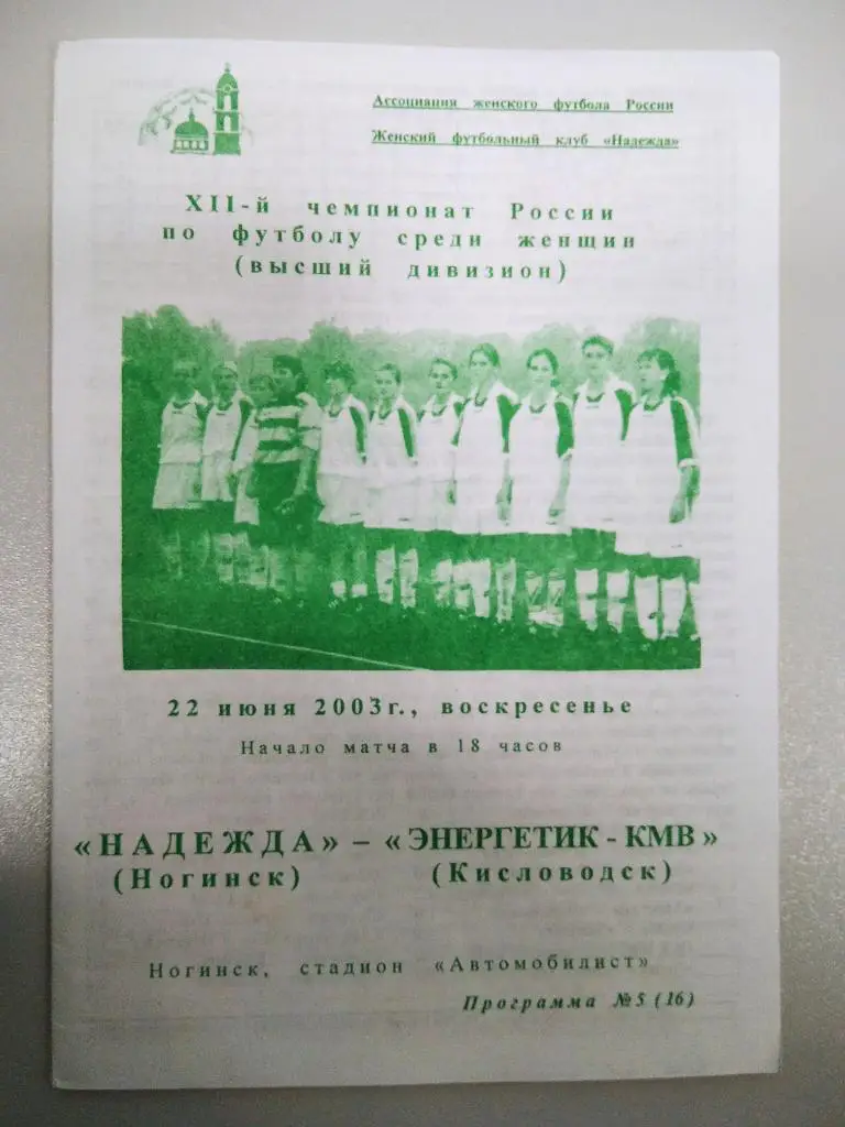 Надежда Ногинск - Энергетик - КМВ Кисловодск 2003 год женщины