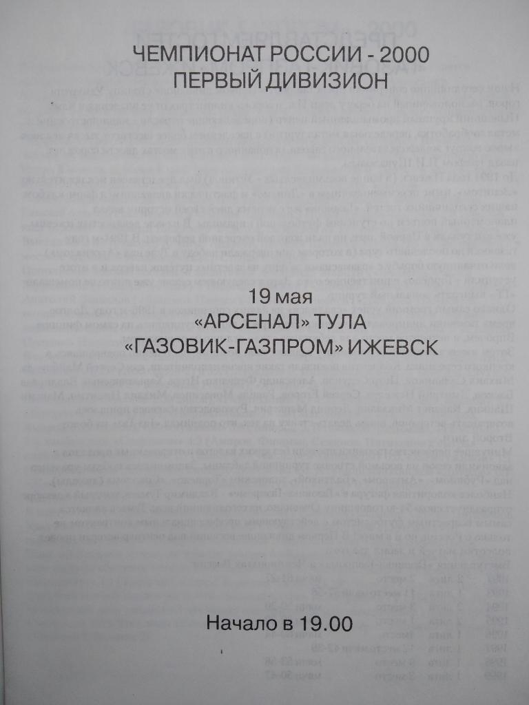 Арсенал Тула - Газовик - Газпром Ижевск 2000 год 2