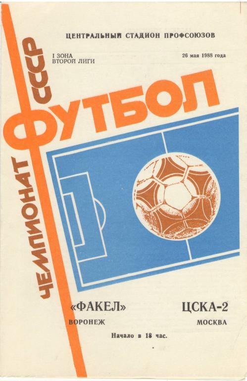 Факел Воронеж - ЦСКА-2 Москва 1988 год