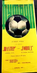 Программа Футбол ЕвроКубки. Шахтер Донецк - Гонвед, 1976.