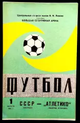 Программа Футбол. СССР - Атлетико (Мадрид, Испания),01.08.1981,Товарищеский матч