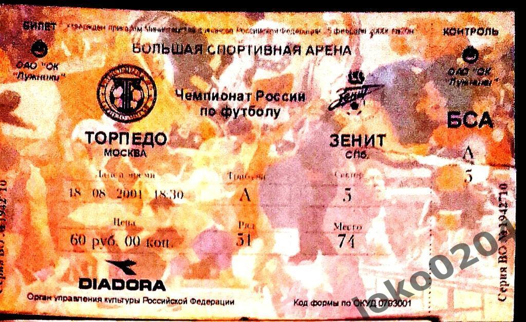ТОРПЕДО Москва - ЗЕНИТ Ленинград, Чемпионат СССР 2001.