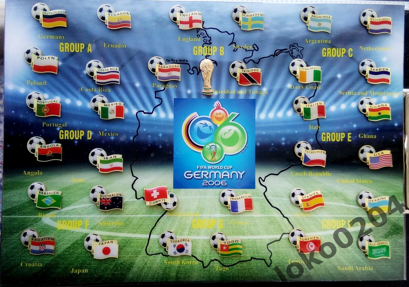 Чемпионат Мира, ГЕРМАНИЯ 2006, 25 значков, набор всех команд-участниц .