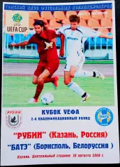 Программа Футбол ЕвроКубки. ФК РУБИН Казань - БАТЭ, 2006.