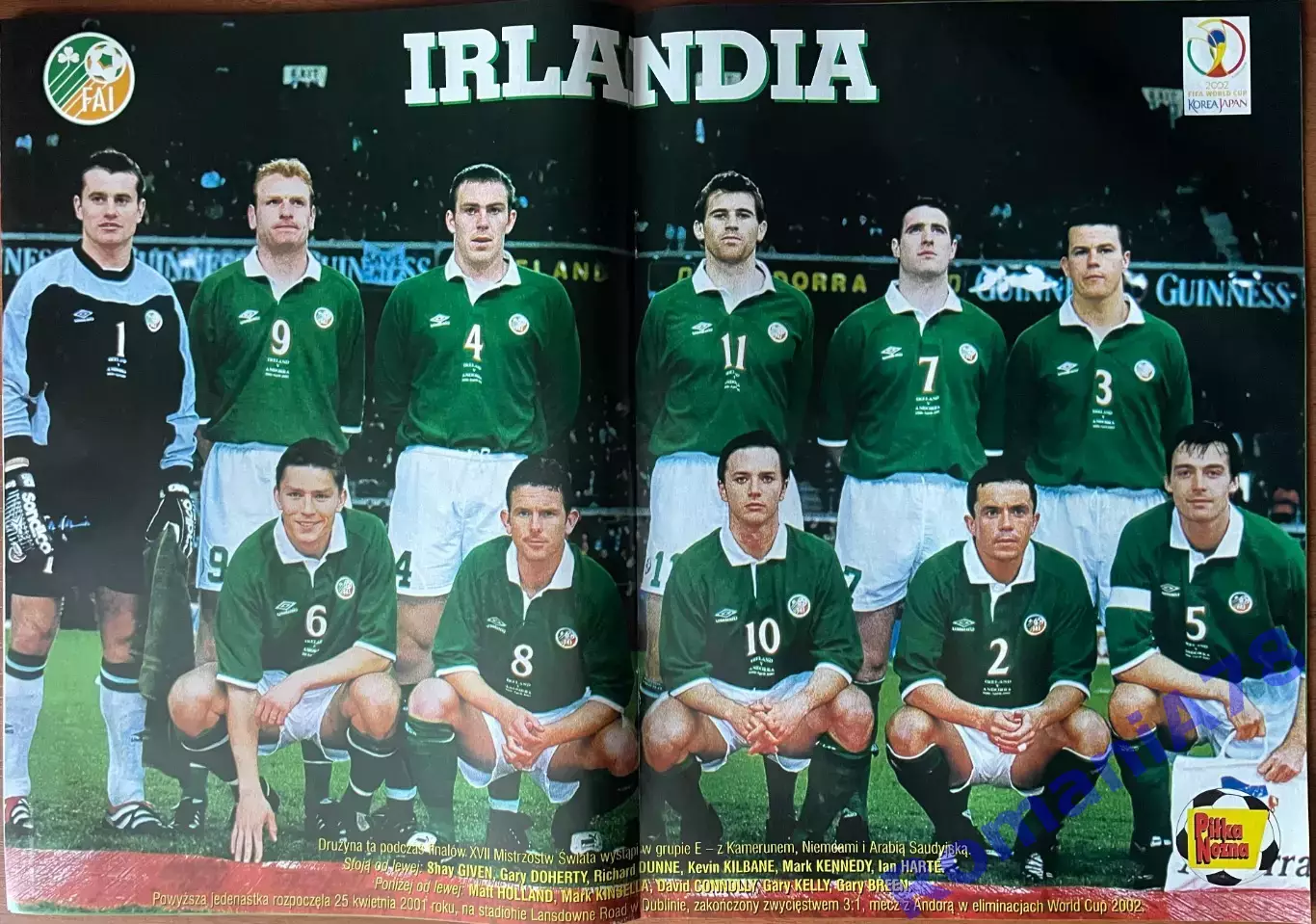 Журнал. ФутболPilka Nozna N4/ 2002.Постер Ірландія,Кін. 1