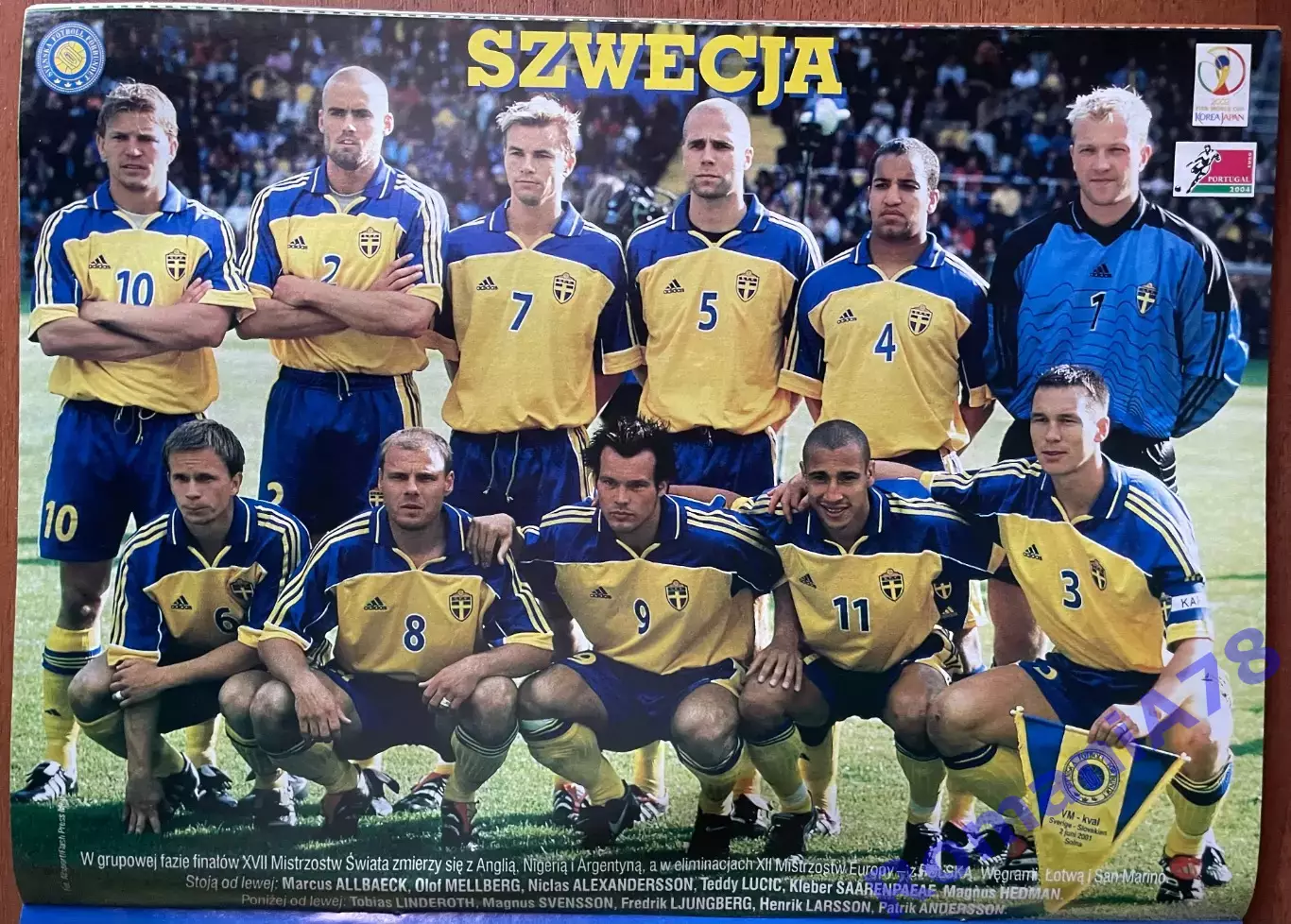 Журнал. ФутболPilka Nozna N7/ 2002.Постер Бельгія,Швеція. 2