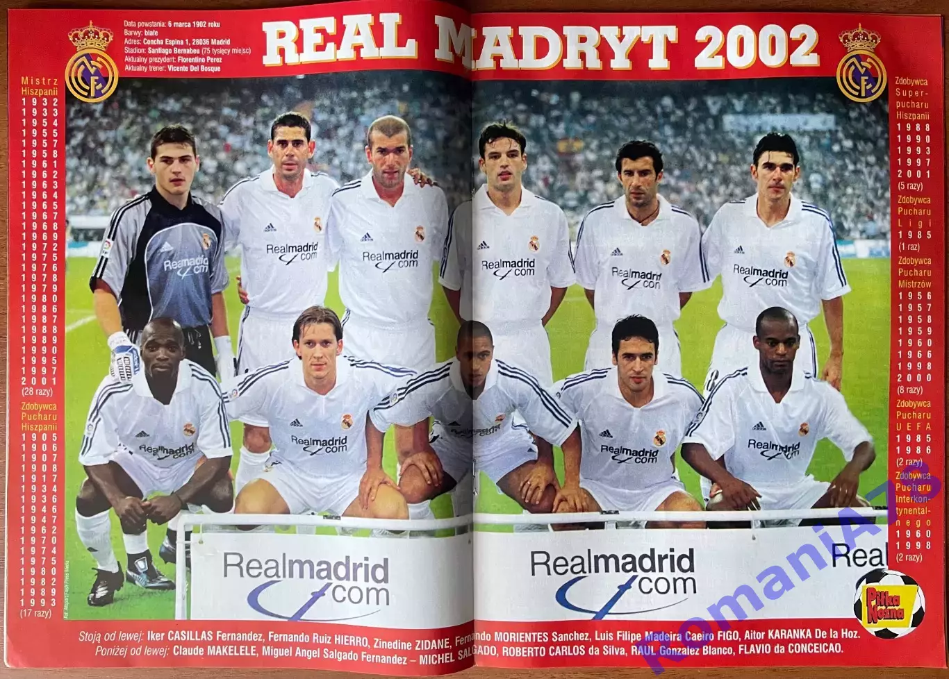Журнал. Футбол PilkaNozna N10/ 2002.Постер Реал 1
