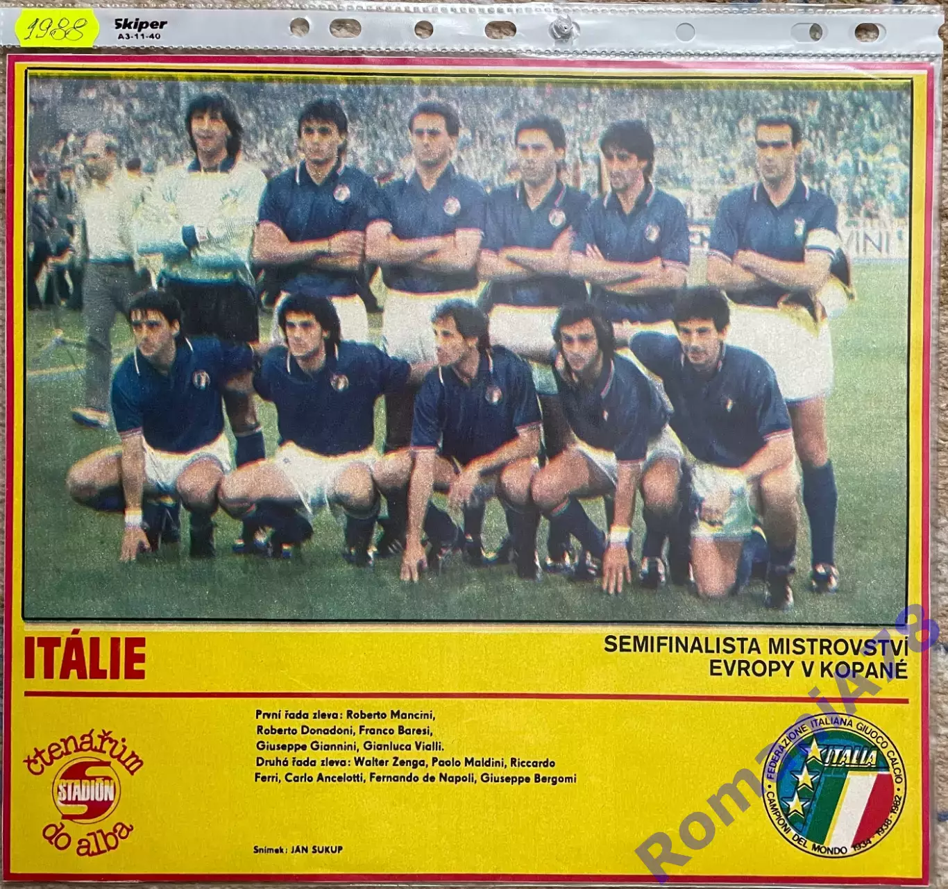 Футбол.Постер з журналу Стадіон. /Stadion Італія