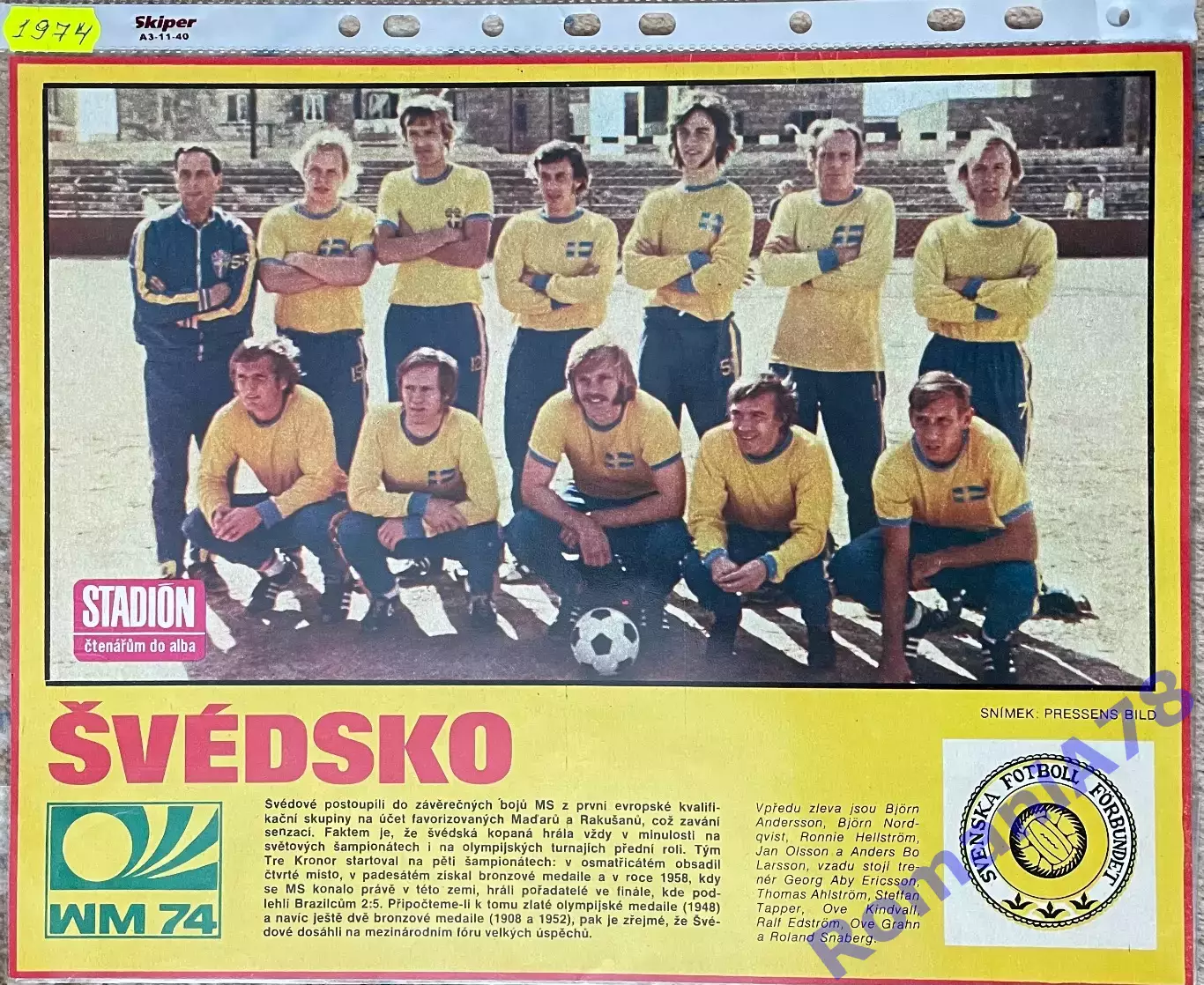 Футбол.Постер з журналу Стадіон /Stadiоn Швеція.