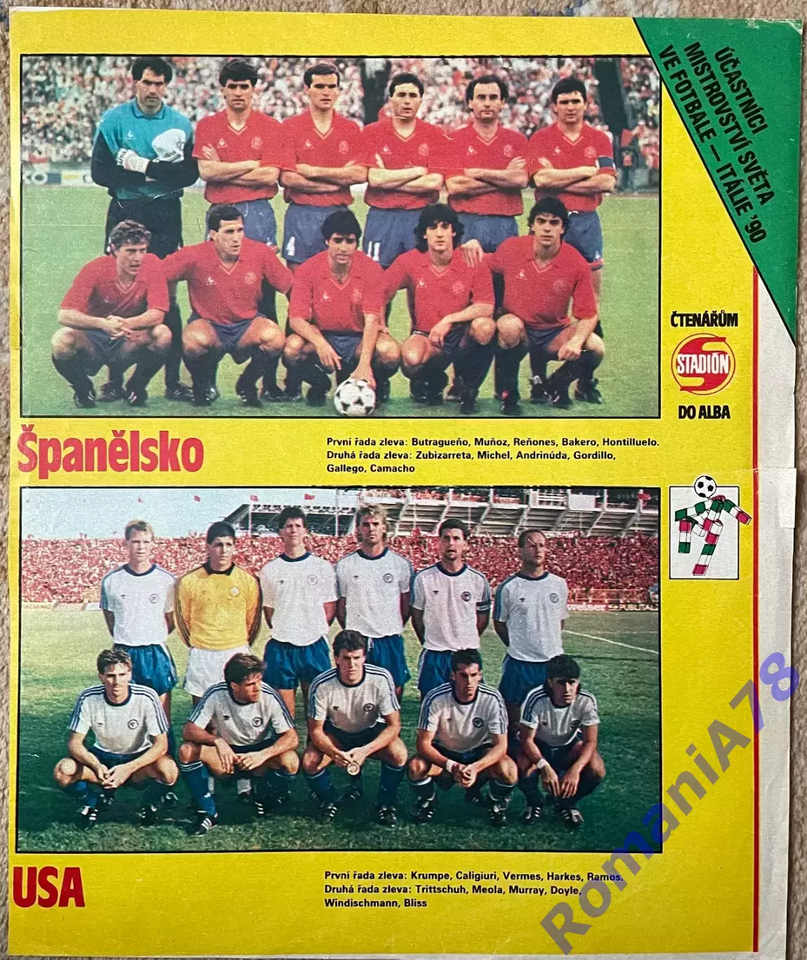 Постер з журнала Stadion/Стадіон. США, Іспанія.