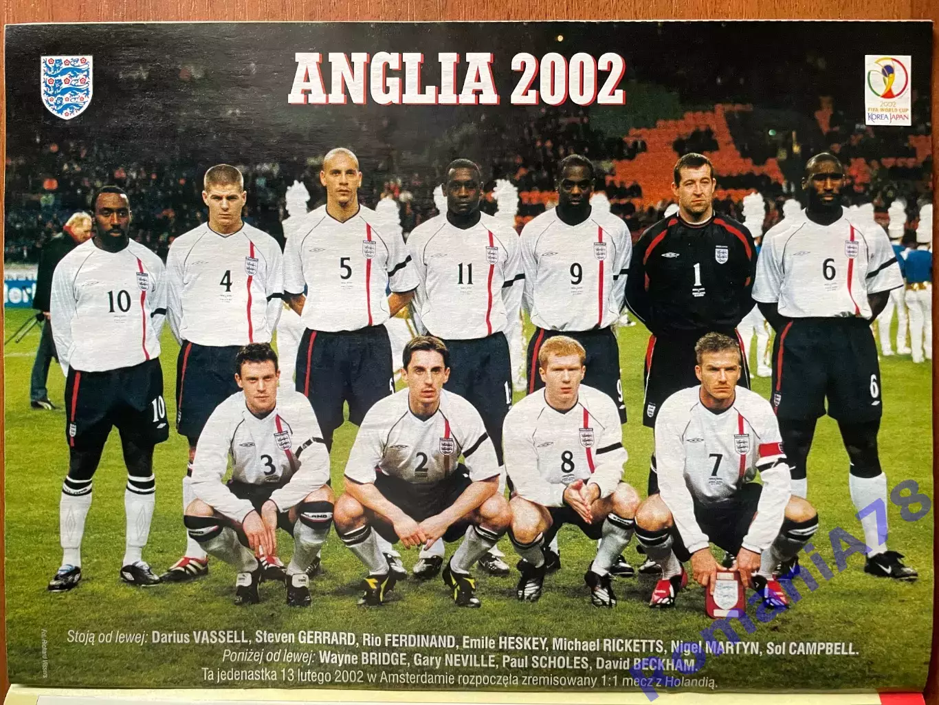 Журнал. Футбол Pilka Nozna N11/ 2002.Постер Англія 1