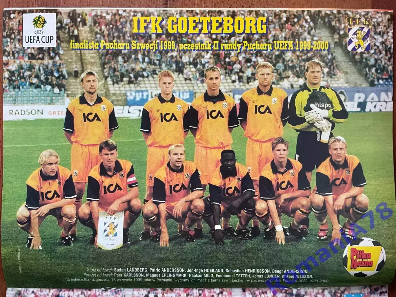 Журнал. Футбол Pilka Nozna N41/1999.Постер Атлетіко,Гетеборг. 2