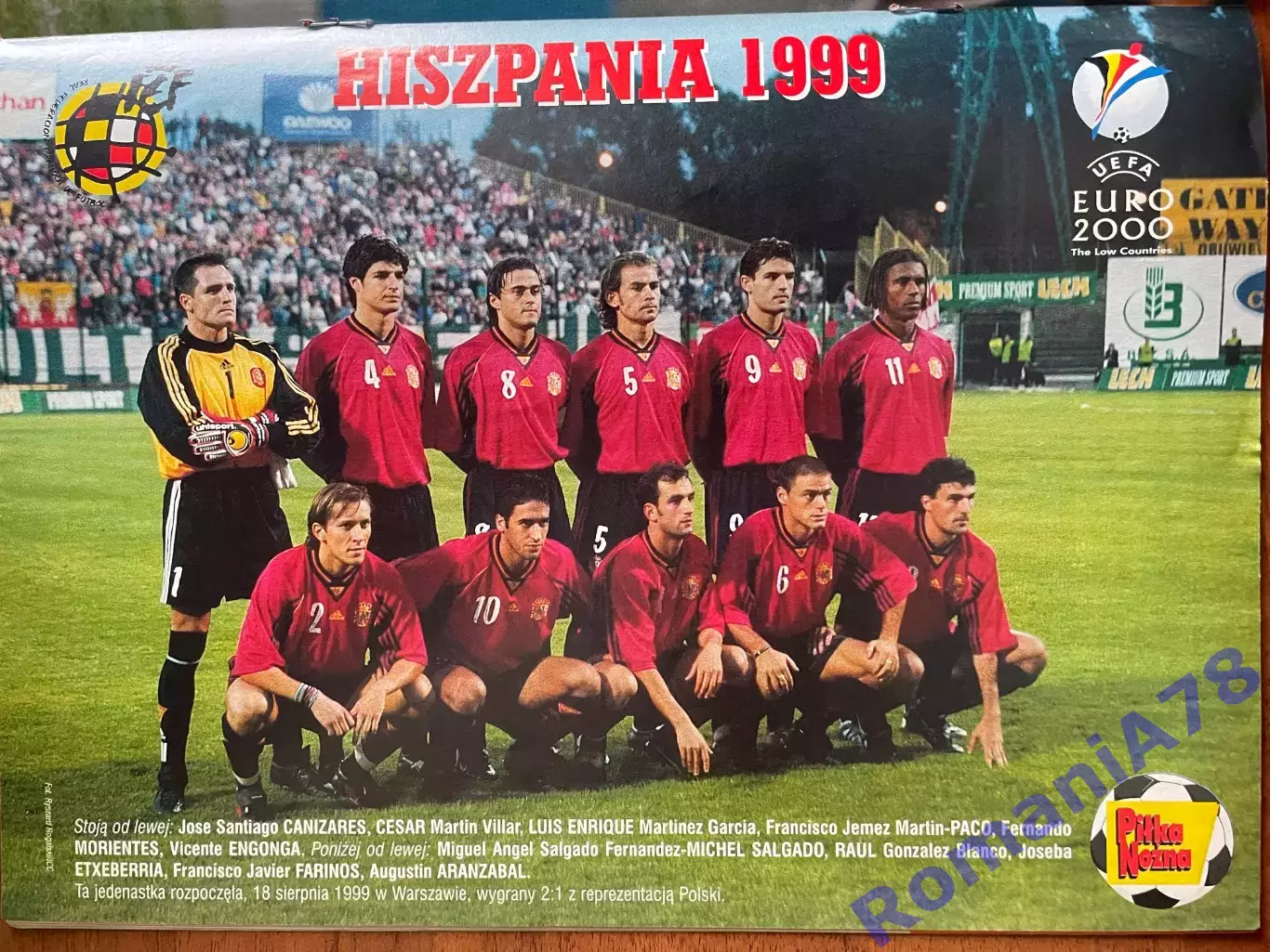 Журнал. Футбол Pilka Nozna N37/1999 Постер Іспанія,Польща,Морьєро. 1