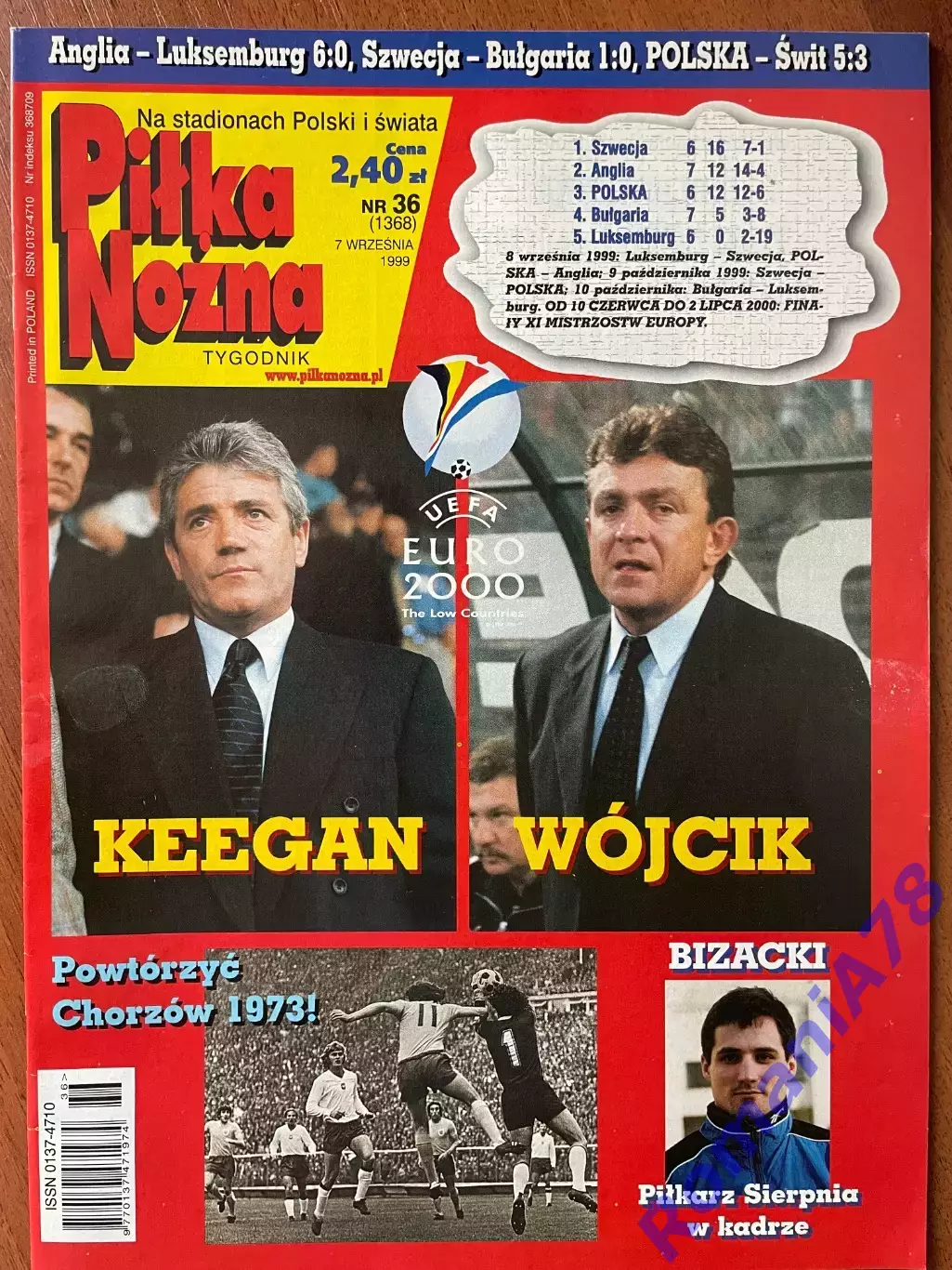 Журнал. Футбол Pilka Nozna N36/1999 Постер Фіорентіна,Дудек.