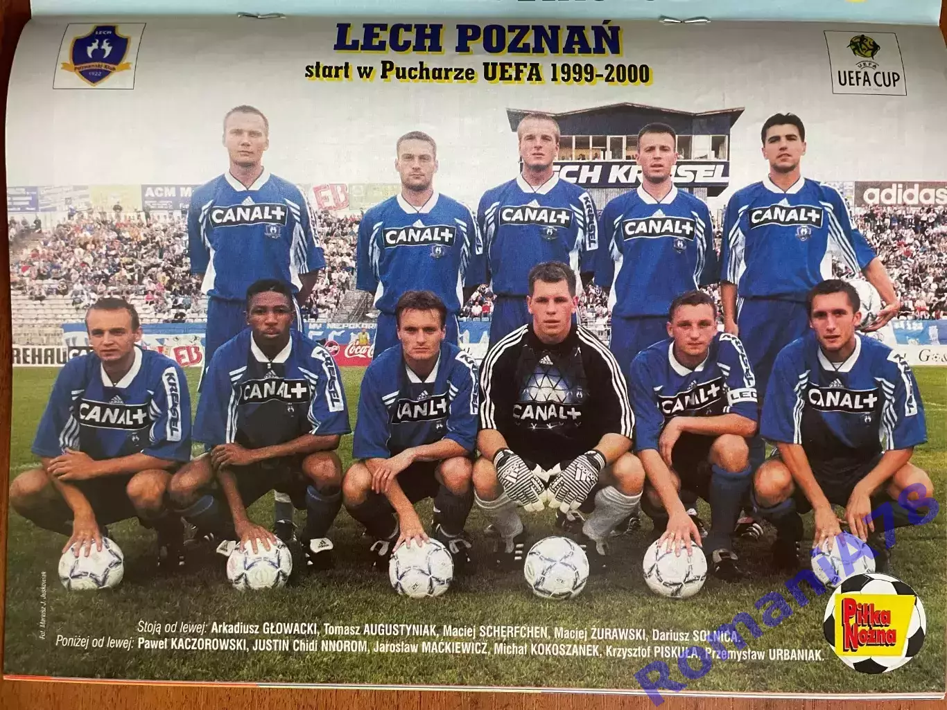 Журнал. Футбол Pilka Nozna N33/1999 Постер Босацкі,Руй Кошта,Лєх,Полонія. 2