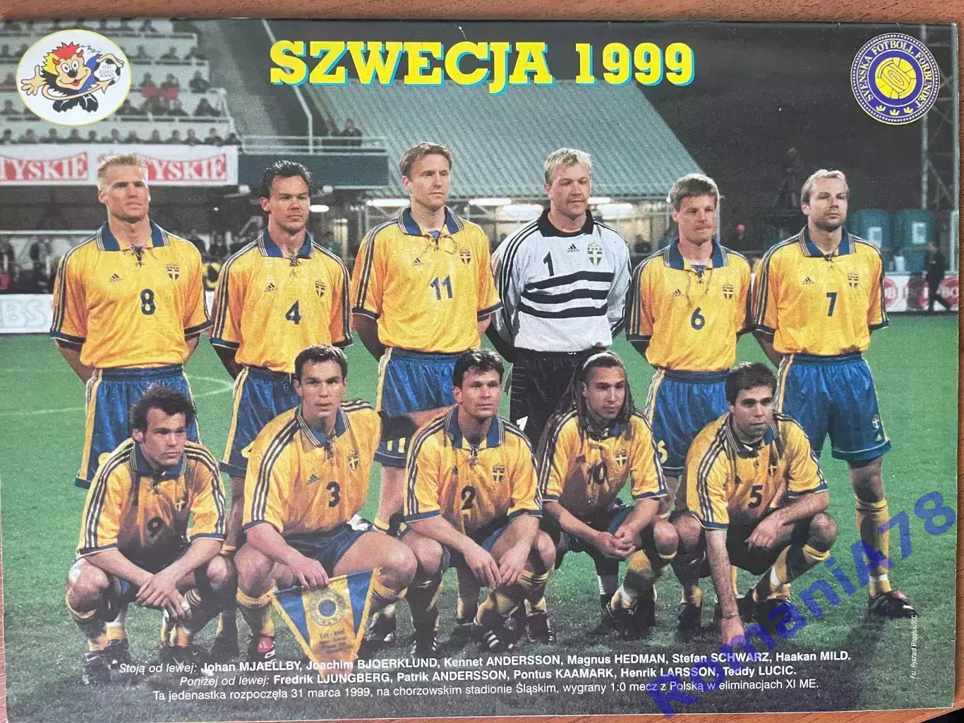 Журнал. Футбол Pilka Nozna N14/1999 Постер Англія,Лєх,Консейсао,Швеція. 2