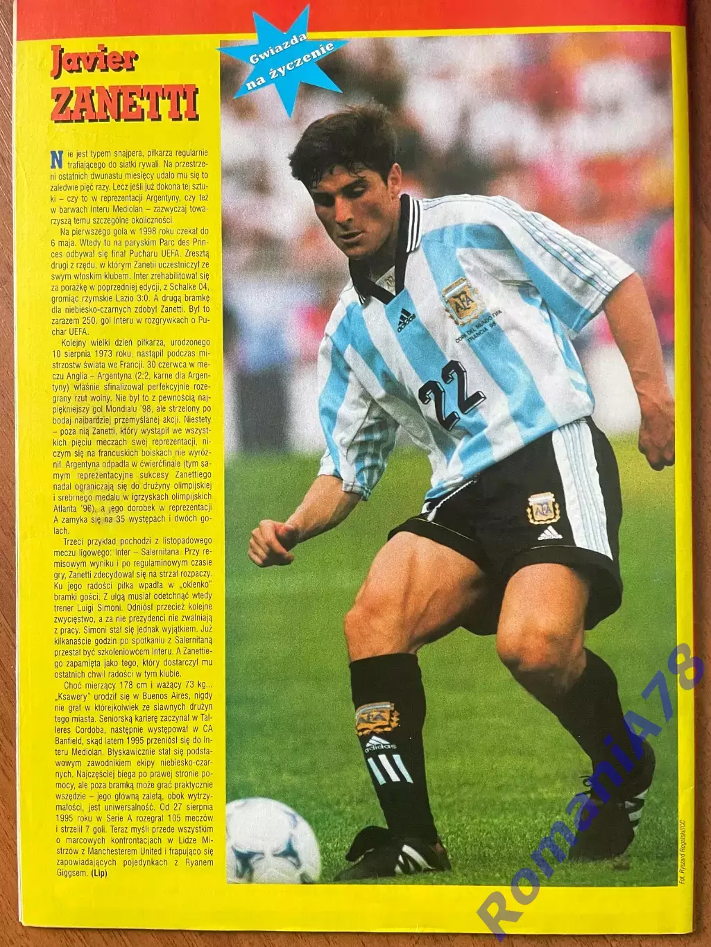 Журнал. Футбол Pilka Nozna N8/1999 Постер Коул,Шварц,Бекхем,Андерссон. 5