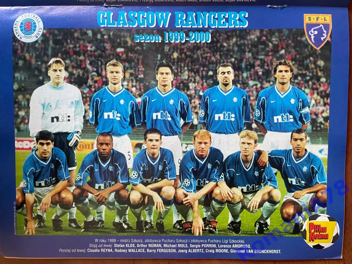 Журнал. Футбол Pilka Nozna N4/ 2000.Постер Югославія,Рейнджерс,Русенборг. 1