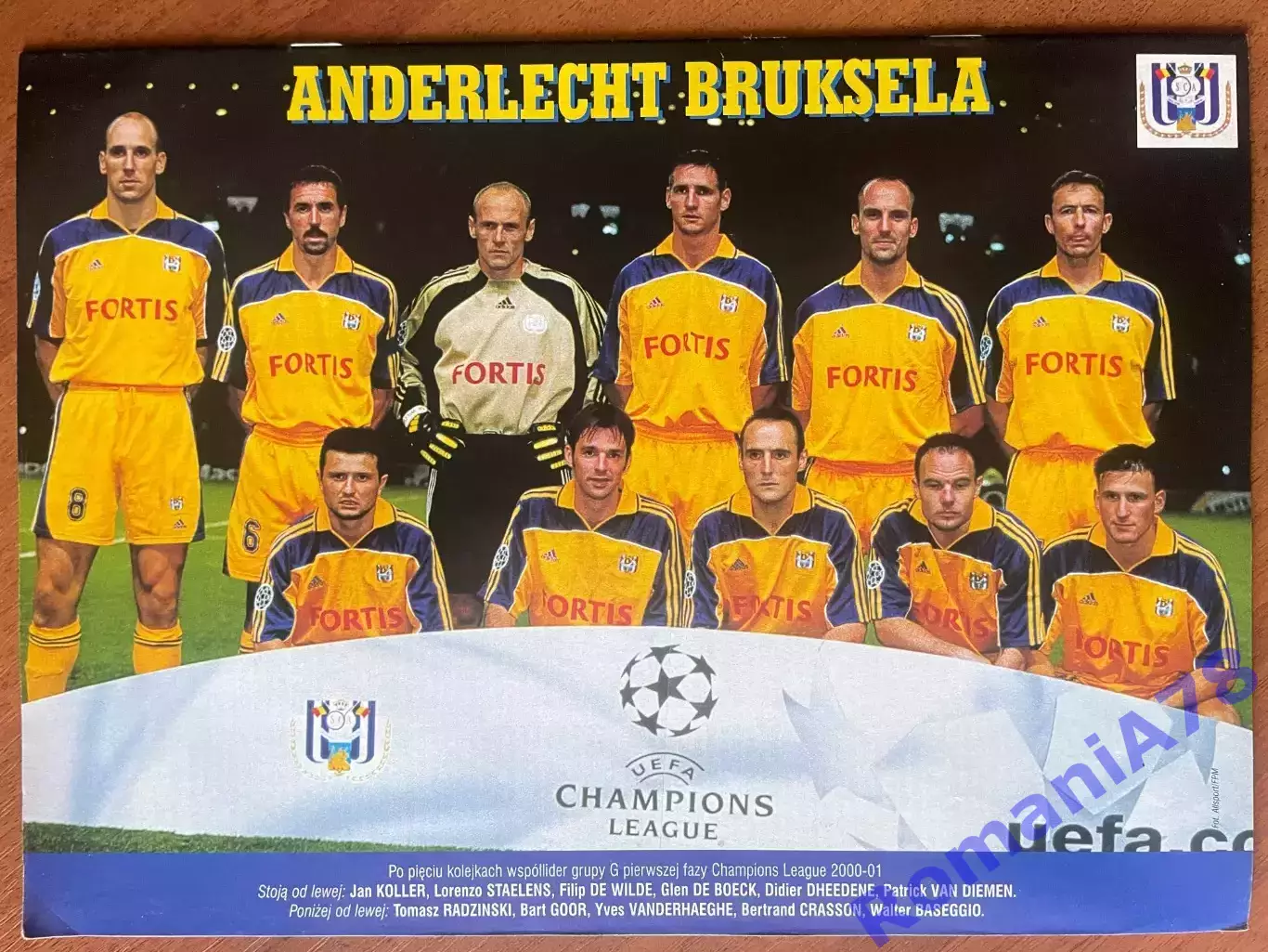 Журнал. Футбол Pilka Nozna N44/ 2000.Постер Андерлехт,Баджо,Дейна. 1