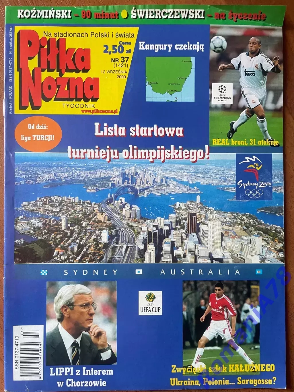 Журнал. Футбол Pilka Nozna N37/ 2000.Постер Кін,Акунья,Козьмінскі.