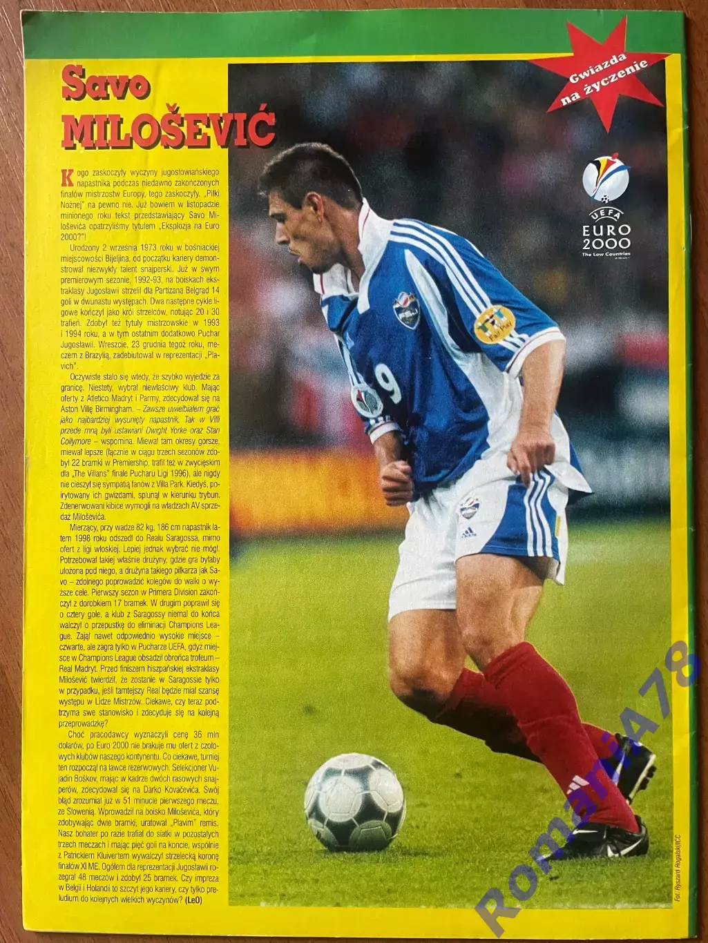 Журнал. Футбол Pilka Nozna N29/ 2000.Постер Аргентина,Мілошевич,Клюйверт. 3