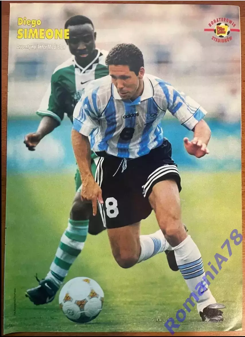 Футбол.Постер двосторонній з журналу Pilka Nozna ,Сімеоне,Бобан 1