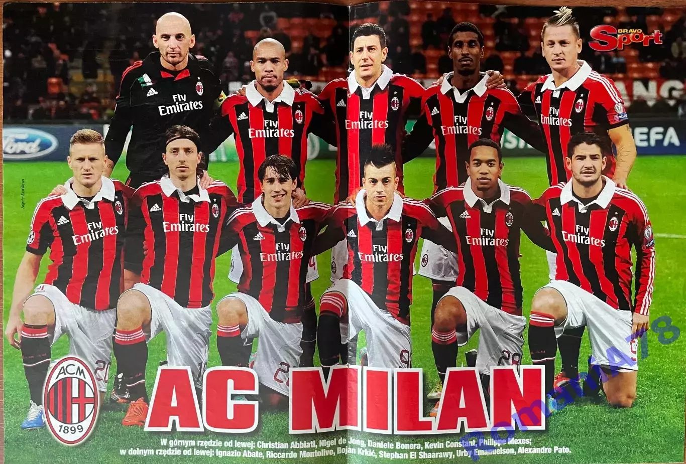 Футбол. Постер Мілан з журналу Bravo Sport.