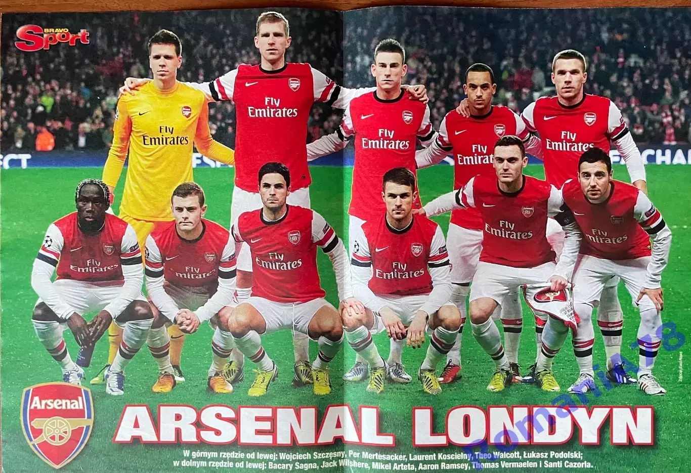 Футбол. Постер двосторонній Арсенал/Педро з журналу Bravo Sport.