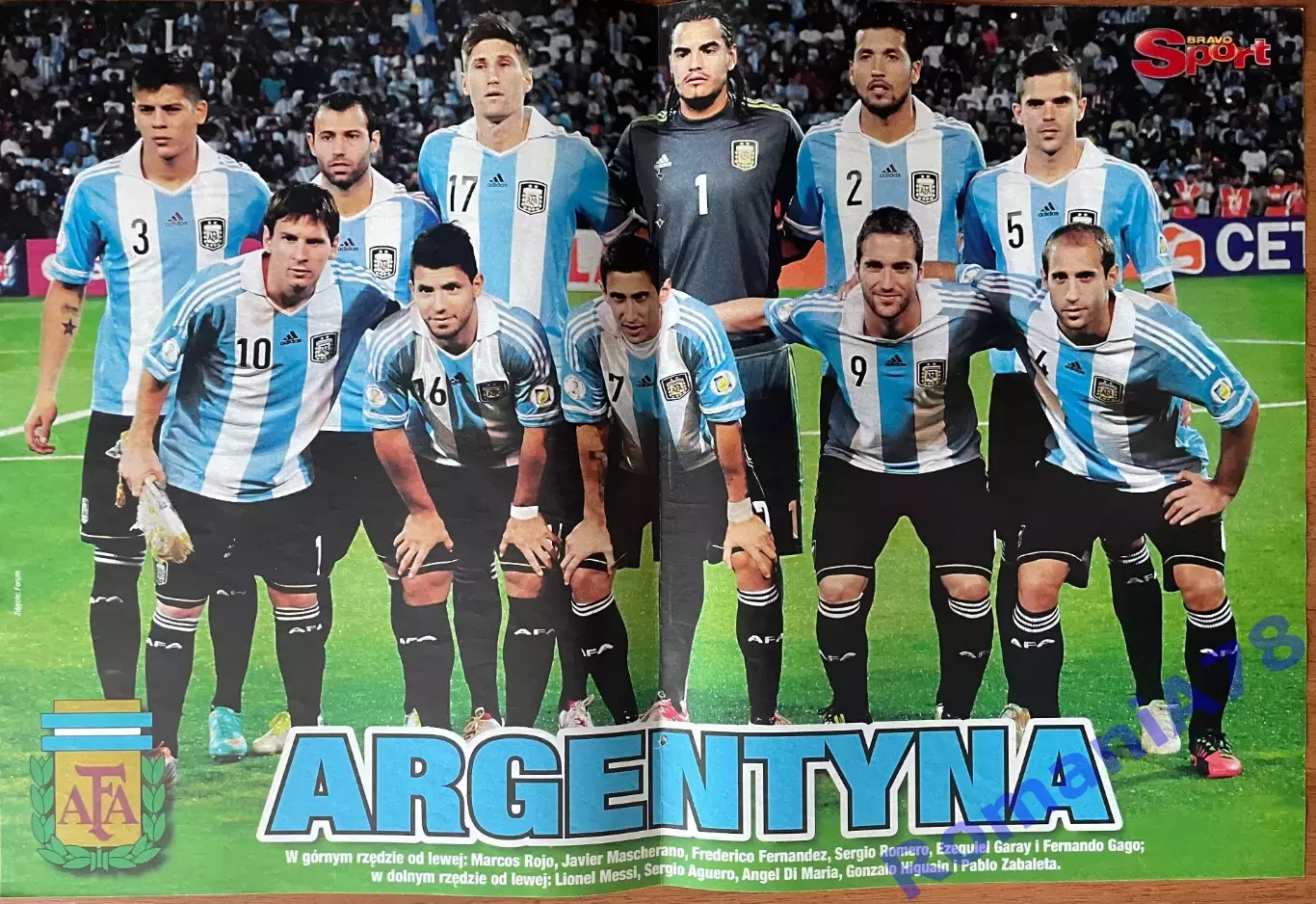 Футбол. Постер двосторонній Аргентина/Варан з журналу Bravo Sport.