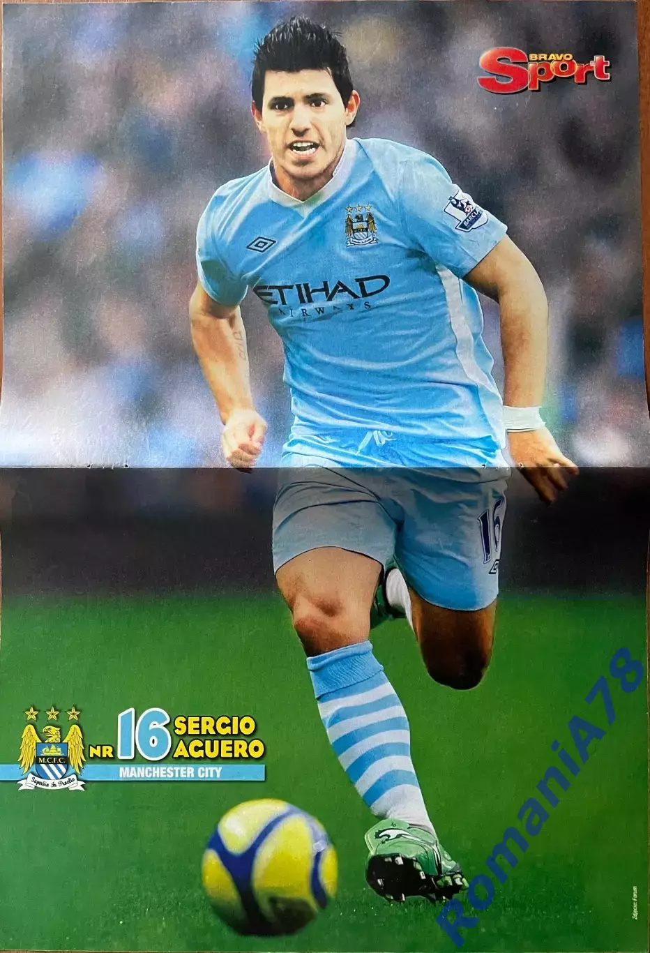 Футбол. Постер Агуеро з журналу Bravo Sport.