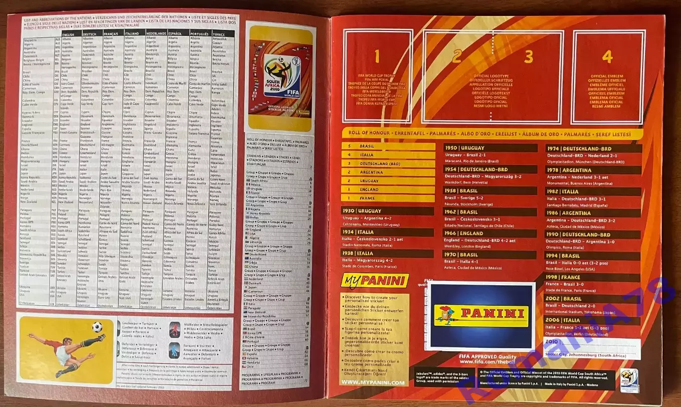 Футбол.Альбом.Чемпіонат Світу 2010.Panini. 5